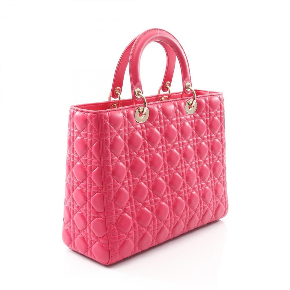 Dior Lady Handbag Leather Lambskin Sheepskin Pink